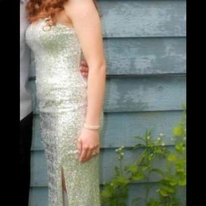 Silver sparkle prom dress, only worn once!